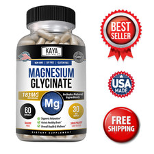 Magnesium Glycinate 183 MG Chelated RLS Improved Sleep, Stress  Anxiety Relief