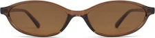Sunglasses WomenTeen Girl,Oval Cat Eye,Trendy Narrow Sunnies Clear Brown/Brown