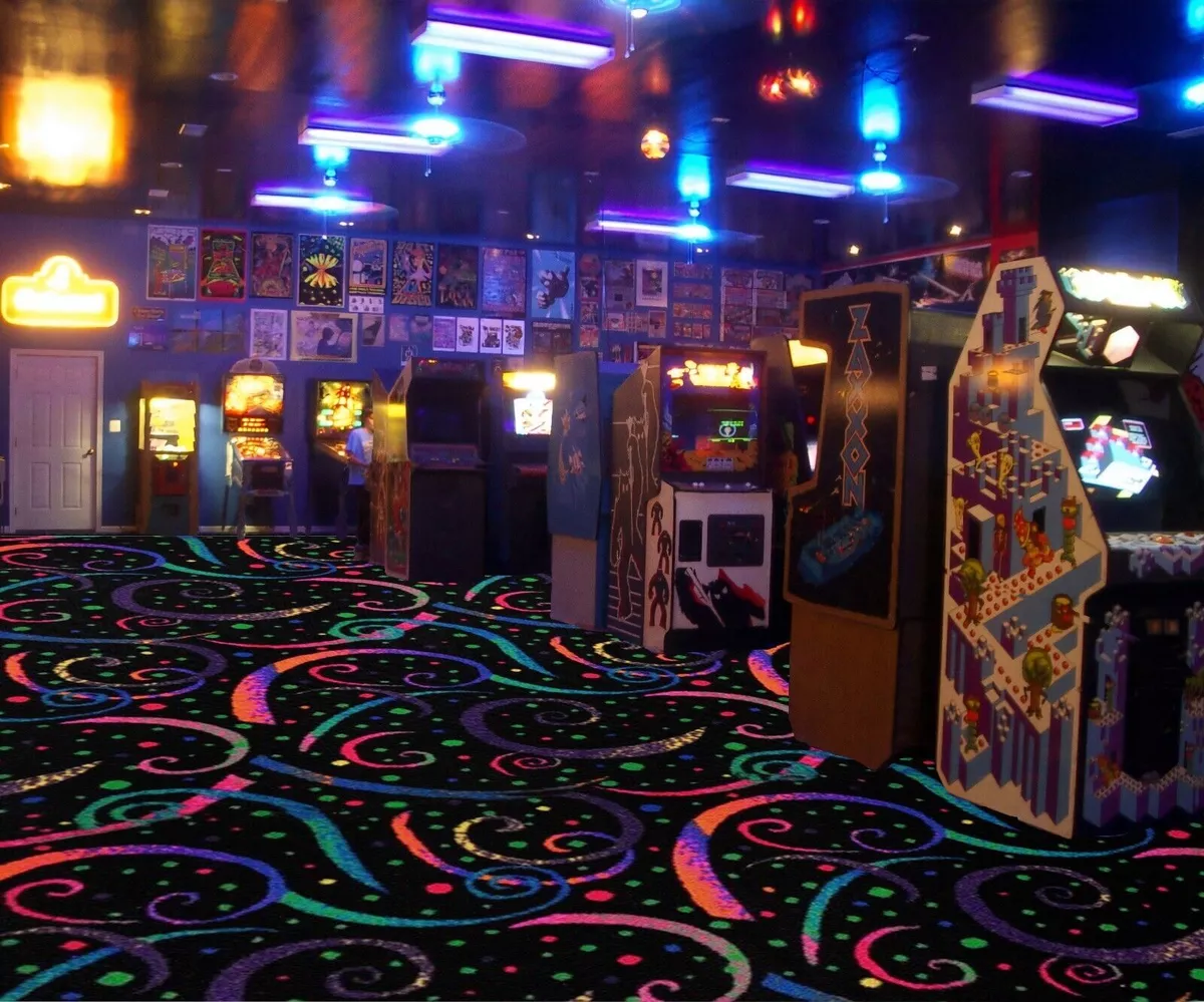 Fluorescent Rug Bowling Alley Carpet 80s Arcade