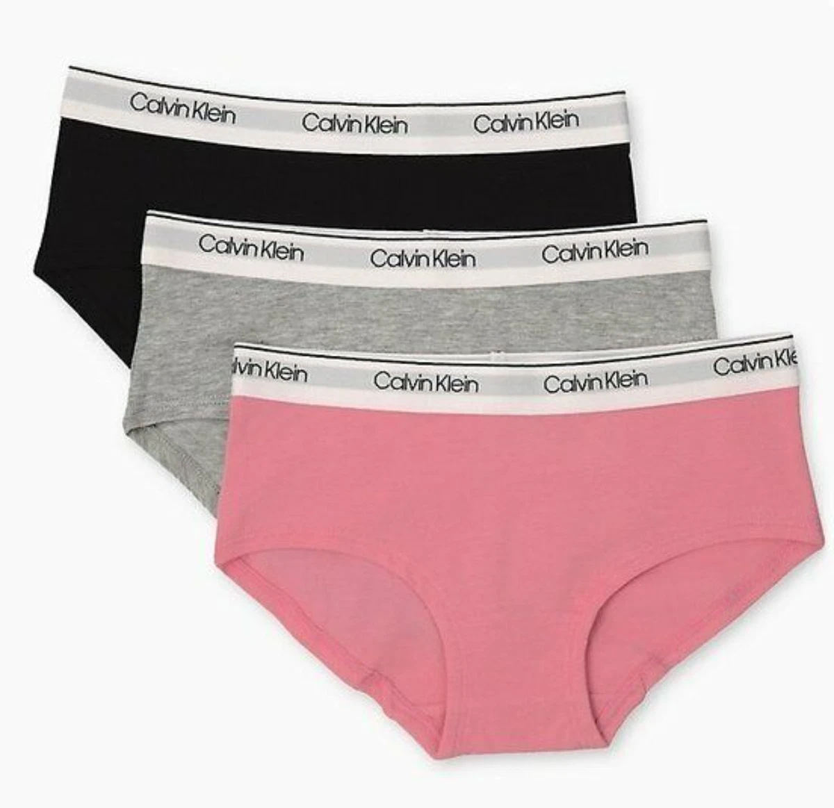 NEW Calvin Klein Big Girls Kids Modern Cotton Hipster 3-Pack Pink