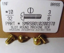 #10-32x3/8 Round Head Slotted Machine Screws Solid Brass (20)