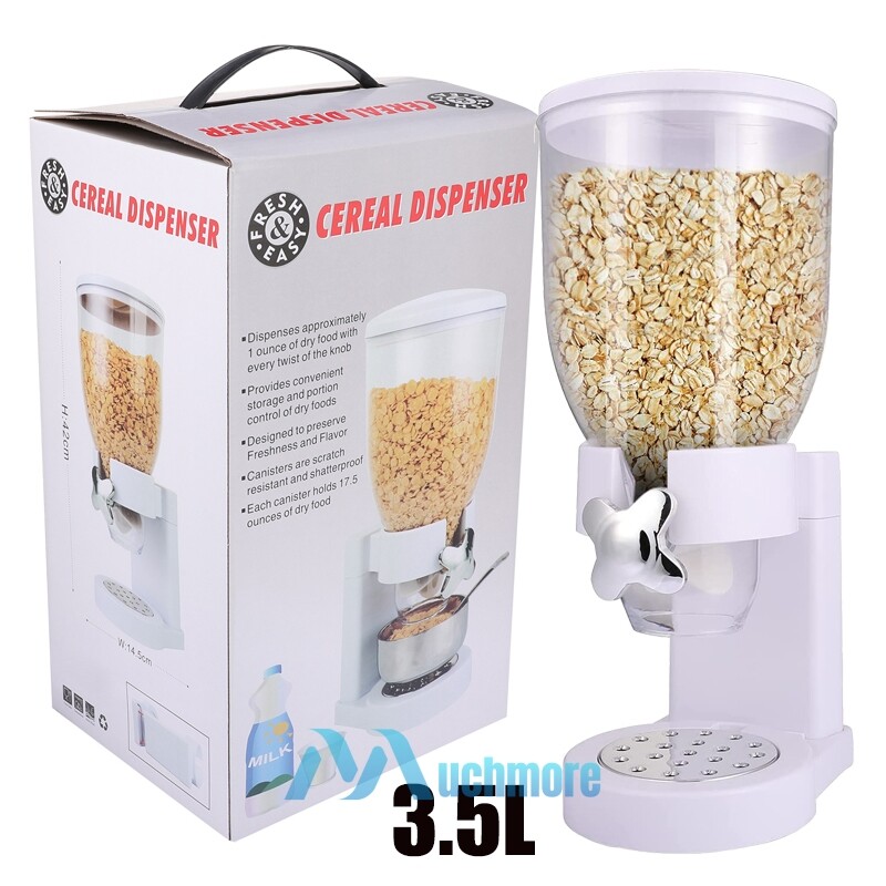 White 3.5L Cereal Dispenser for Oats Nuts Grains Snack Storage