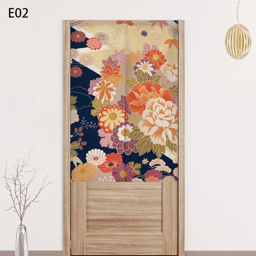 Japanese Style Door Curtain Screen Cotton Linen Noren Cherry Flower Room Divider - Bild 19 von 44