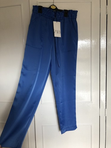 ZARA BLUE SATIN TROUSERS SIZE XS BRAND 