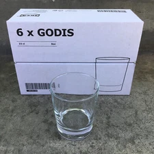 Ikea Godis Set of 6 Clear Rocks Lowball 8 oz Glasses Glass w/Box