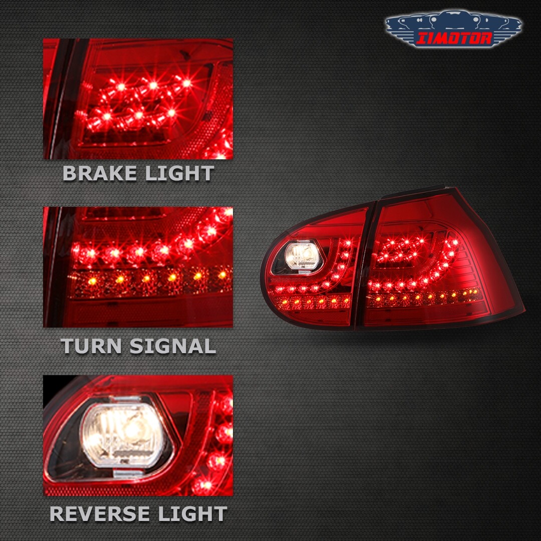 For 0609 Volkswagen VW MK5 Golf GTI Rabbit Brake Chrome Red LED Tail