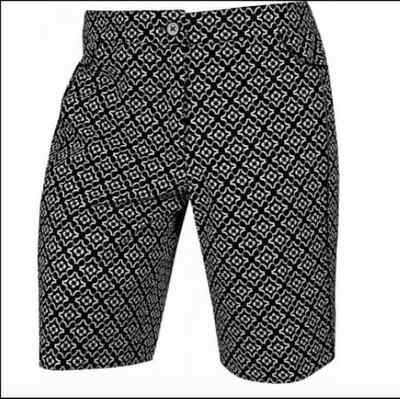 Nwt EP Pro Schwarz Weiß Bermuda Golf Blumenmuster Jacquard Kostüm Shorts Stretch