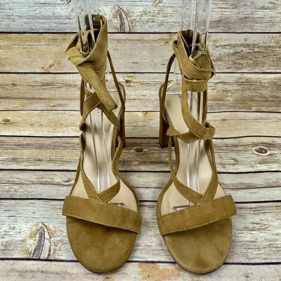 Antonio Melani Mujer Giula Marrón Gamuza Tirantes Tobillo Envoltura Bloque Tacón Zapatos 8.5 Foto 2 de 4