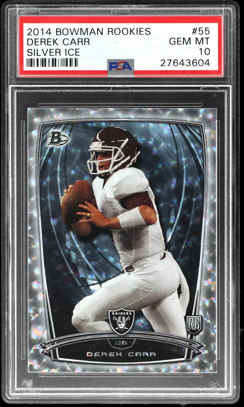 Derek Carr Bowman Rookies #55 Silver Ice