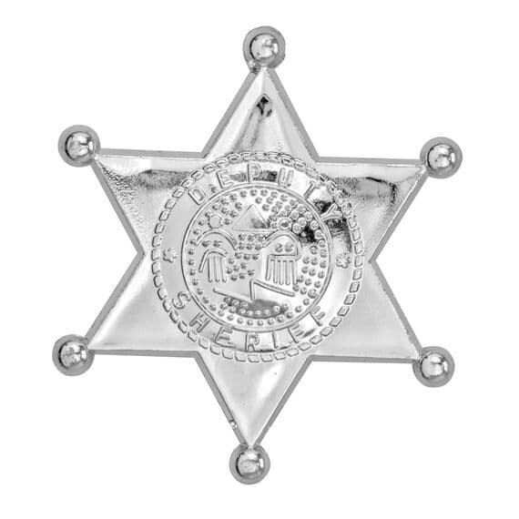 Silver Sheriff Star Badge Cowboy Western Fancy Dress Costume Accessory