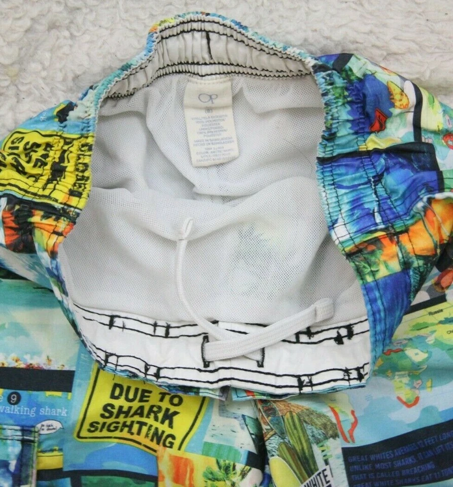 Boys Swimming Shorts Medium (8) Ocean Pacific Blue Polyester Surf Graphic J19 - Image 3 of 4