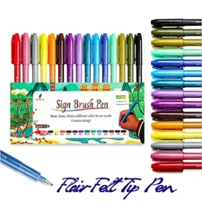 Felt Tip Pens, 15pcs Calligraphy pen Flair Pens Fine Point(0.4mm) Assorted Co...
