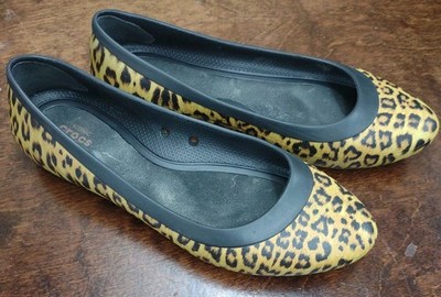 Crocs Lina Womens Sz 7 Graphic Flat Leopard Comfort Style ballet style 