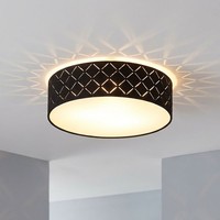 Deckenleuchte Deckenlampe Schlafzimmerleuchte Schwarz Stoff Rund Led D 38 Cm