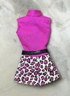 Vintage *Barbie* Clothes: 90's Fuchsia Pink Leopard Romper Shorts, FLAWS READ