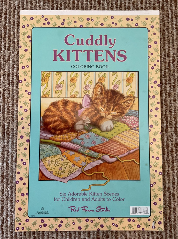 Vintage Red Farm Studio Cuddly Kittens LARGE 6pg Coloring Book