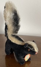 RARE VTG Small Velvet Mohair Steiff Skunk Chest Tag 6 L 5 Tall So Cute