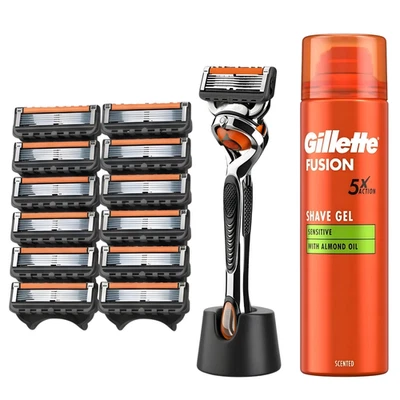 QUIKZ JUEGO DE CUCHILLAS DE AFEITAR PARA GILLETTE FUSION 5 PROGLIDE CUCHILLAS DE REPUESTO + MANGO + ESPUMA