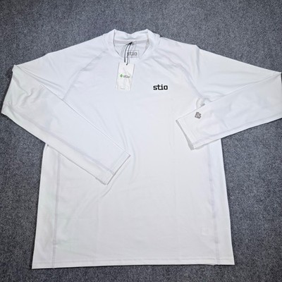 Stio Hylas Crew LS Performance Sun Shirt Mens Large Morning Frost White UPF 50+