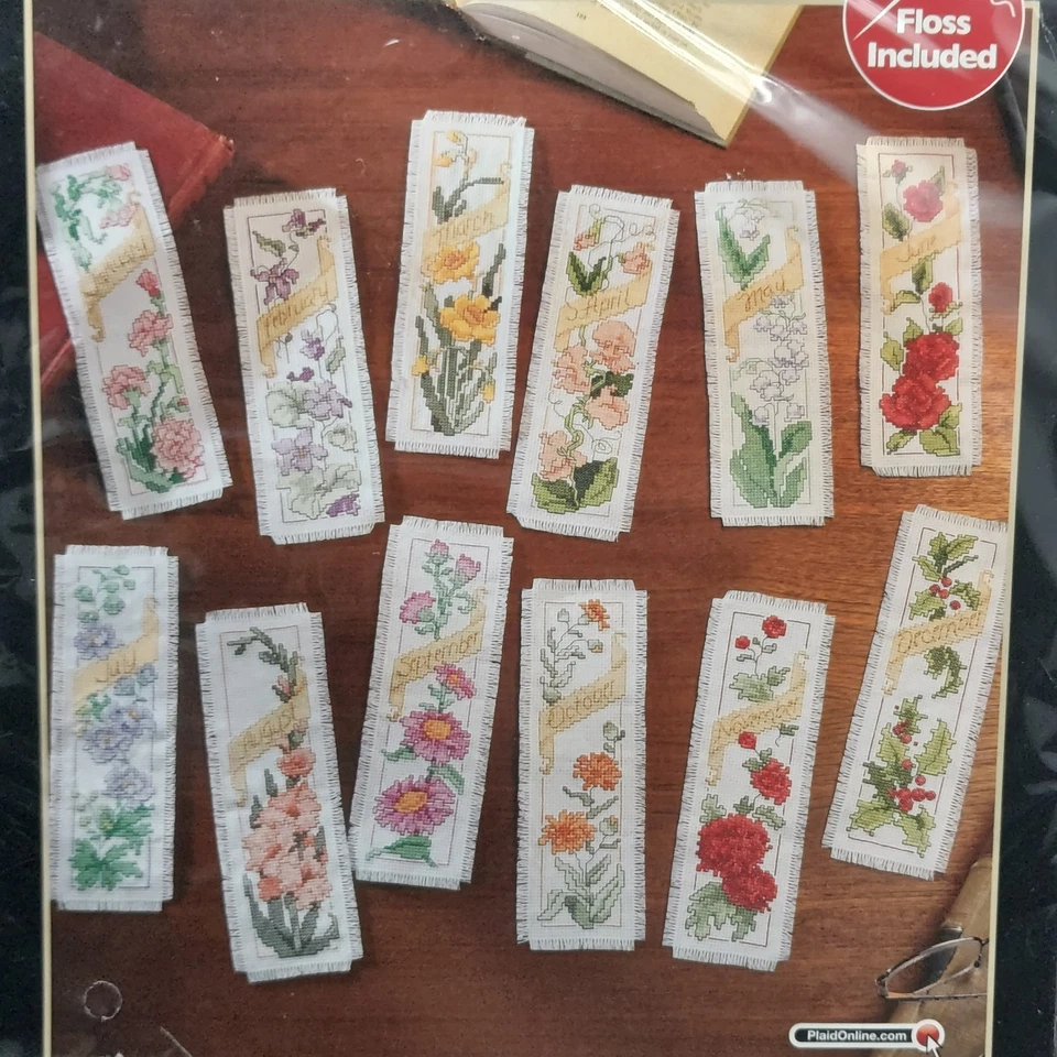 Bucilla Counted Cross Stitch Kit Flowers of The Month 12 Seasonal Bookmarks - Image 3 of 3