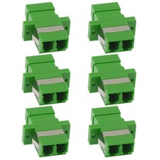 6x LC APC Duplex Singlemode Flange Fiber Optical Adapter Connector Coupler Green