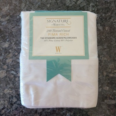 Wamsutta Signature Pima Rich 280 Thread Count Queen 2 Pillowcases Set Made USA