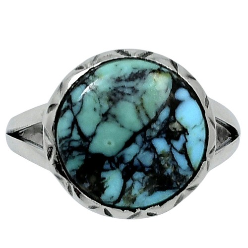 Premium Quality Lucky Charm Tibetan Turquoise 925 Silver Ring s.8 Jewelry R-1074