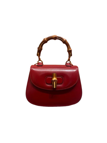 Gucci Bamboo 1947 Top Handle Mini Shoulder Bag Red Leather Unused