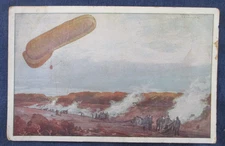 1916 WWI Germany Military Art Air Ship Balloon Postcard Free Frank Cancel