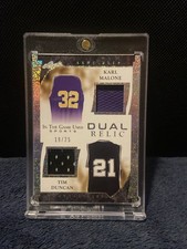 2022 GAME USED Karl Malone/Tim Duncan Dual Jersey Relic Card /25 HOFers  🤑