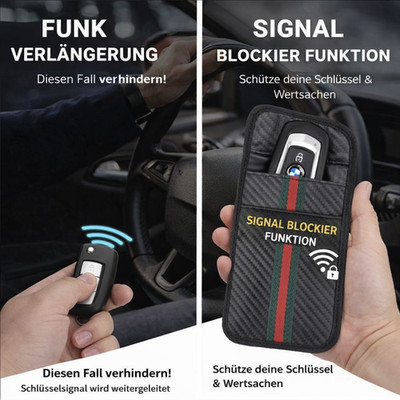 Keyless Go Faraday Tasche RFID Blocker Autoschlüssel Schutz Carbon Look 1 Stück