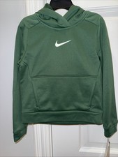NWT Boys Size 4 Nike Dark Green Swoosh Hooded Sweatshirt With Pockets Therma-Fit