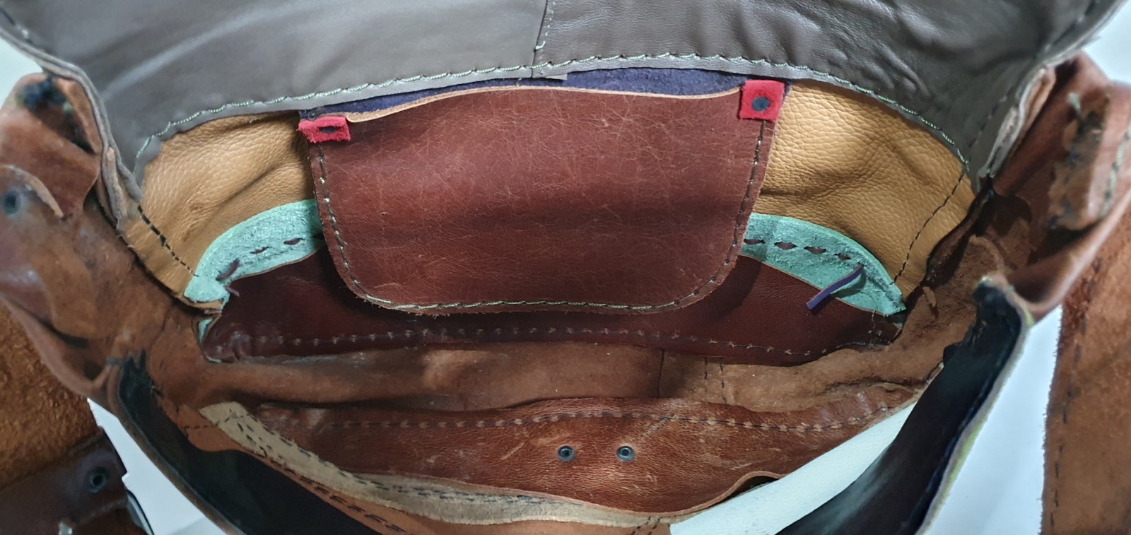 Hand made patchwork leather brown messenger bag - image 12