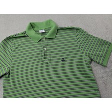 Brooks Brothers Performance Polo Shirt Men's Medium Green Striped Slim Fit