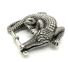 Vintage B. Kieselstein-Cord Sterling Silver Alligator Belt Buckle