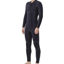 Hevto Full Wetsuit Mens S Black Excellent 3/2mm Neoprene Front Zip M2-Black
