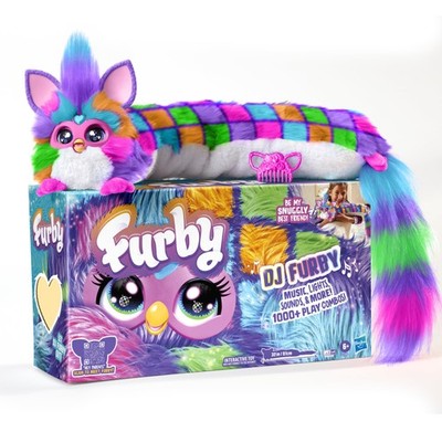 FURBY DJ interaktives Spielzeug, Neon Star, kuscheliger elektronischer Plüsch, Musik, Lichter,