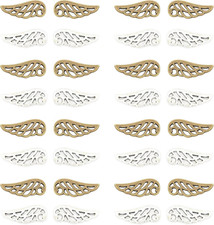 100Pcs Angle Wing Charms 2 Color Hollow Tibetan Wing Pendants Antique Bronze Sil
