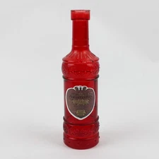 Decorative Red Glass Bottle 9" Tall Sleek Design No Cork Pre-Owned