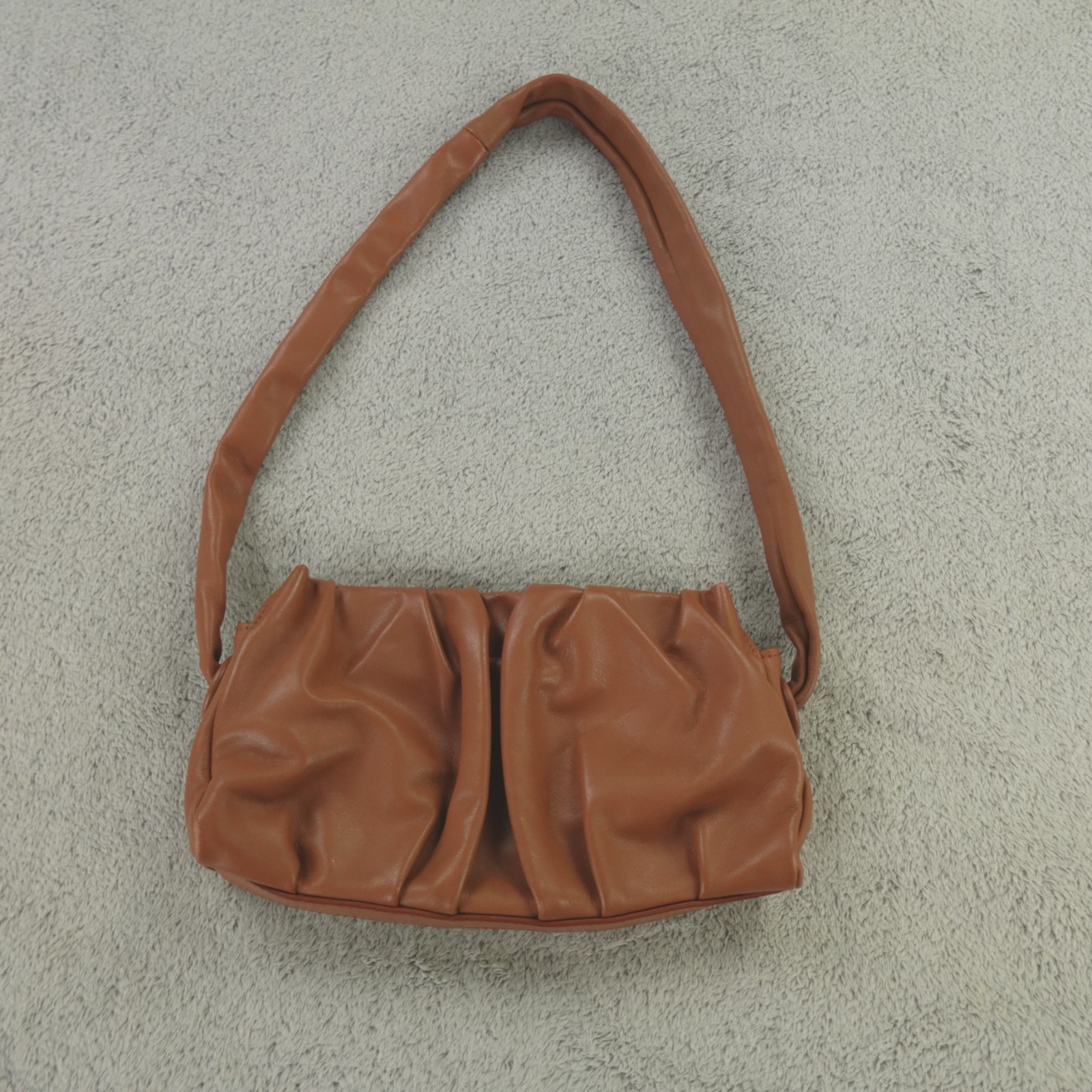 Elleme Bag Brown Leather Vague Ruched Shoulder Handbag