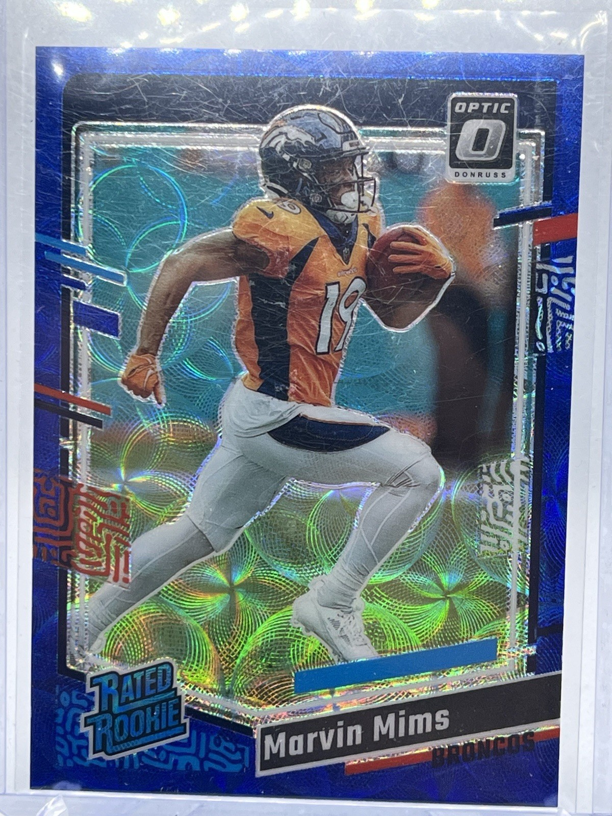 2023 Panini Donruss Optic Football, Blue Scope, Marvin Mims, #231, RC