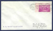 SS WEST CAWTHON Farrell Lines Cargo Ship Paquebot Naval Cover