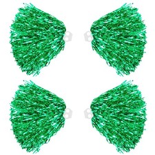 4 Pack Metallic Cheerleading Pom Poms for Team Spirit - Green