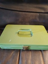 Green Metal Sewing Box with Handle & Latch, F...