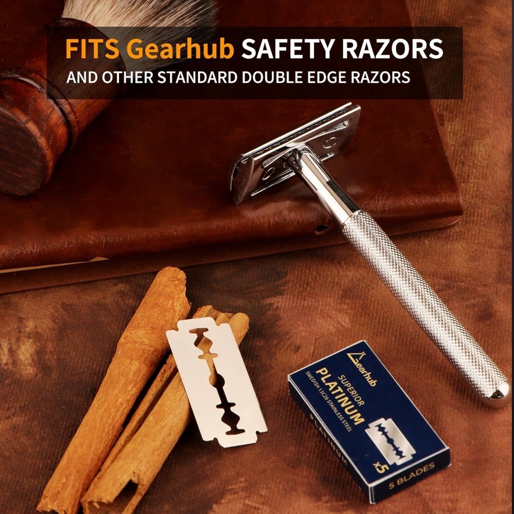 Premium 10-Count Double Edge Razor Blades Platinum Coated Stainless Steel Smooth