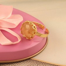 Golden Rutile Gold Plated Fashion Jewelry Statement Adjustable Ring For Her