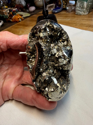 Pyrite Cluster Mineral Gemstone Natural Cubed Growth Formation Peru Specimen 713