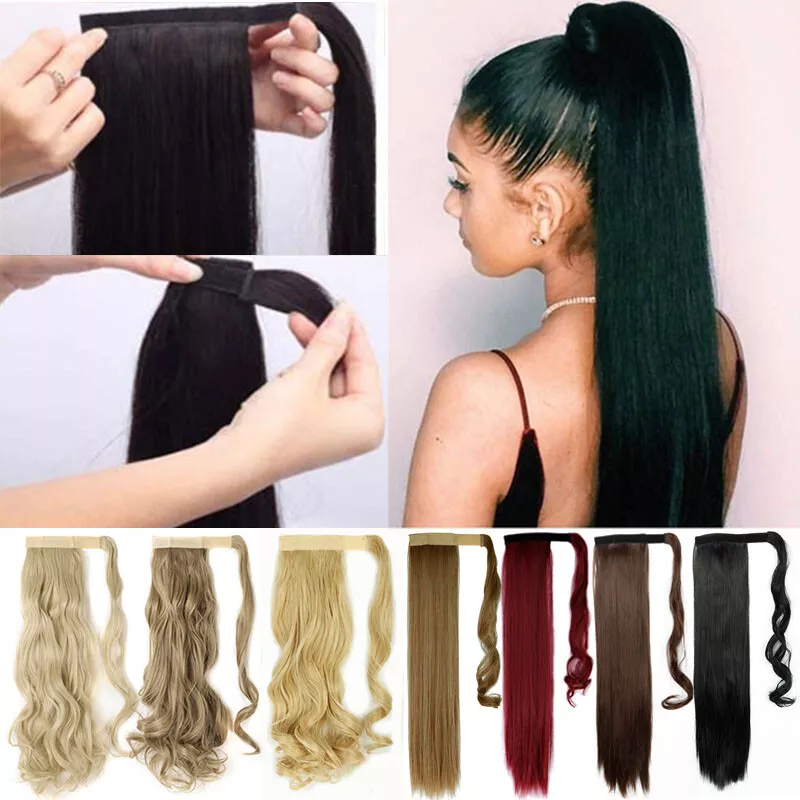 Hair ponytail Clip In as Real Human Hair Extensions Wrap Around Pony Tail US - Image 2 of 4