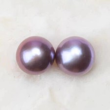 Pair 12-13mm Natural South Sea Genuine Pink Purple Round Loose Pearl Undrilled