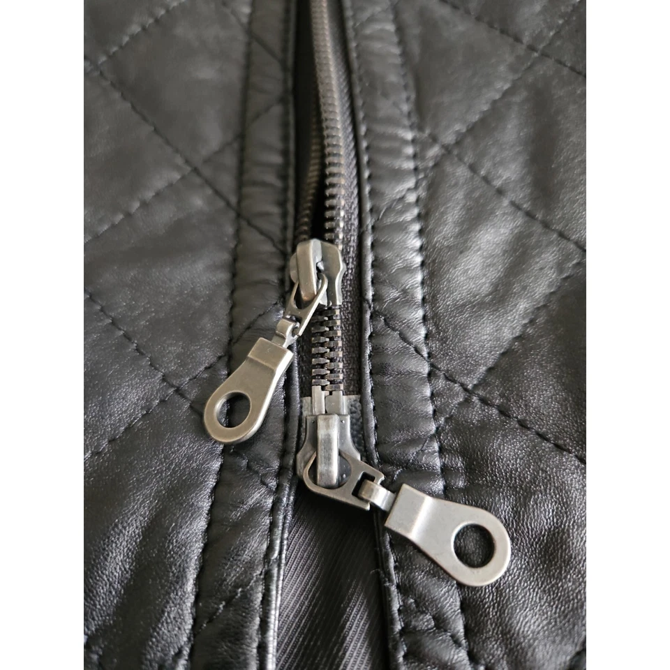 Gabardina larga de cuero acolchada Express vintage negra Y2K pequeña Foto 4 de 4